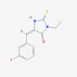molecular formula C12H11FN2OS B282601 3-ethyl-5-(3-fluorobenzylidene)-2-sulfanyl-3,5-dihydro-4H-imidazol-4-one 