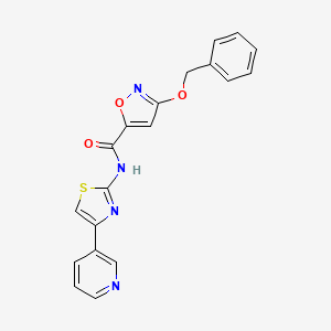molecular formula C19H14N4O3S B2826021 3-(benzyloxy)-N-(4-(pyridin-3-yl)thiazol-2-yl)isoxazole-5-carboxamide CAS No. 1448135-32-7