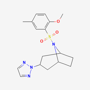 molecular formula C17H22N4O3S B2826043 (1R,5S)-8-((2-methoxy-5-methylphenyl)sulfonyl)-3-(2H-1,2,3-triazol-2-yl)-8-azabicyclo[3.2.1]octane CAS No. 2108958-21-8