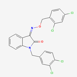 molecular formula C22H14Cl4N2O2 B2826055 (3Z)-3-{[(2,4-dichlorophenyl)methoxy]imino}-1-[(3,4-dichlorophenyl)methyl]-2,3-dihydro-1H-indol-2-one CAS No. 477853-29-5