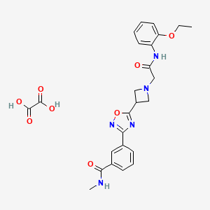 molecular formula C25H27N5O8 B2826058 3-(5-(1-(2-((2-ethoxyphenyl)amino)-2-oxoethyl)azetidin-3-yl)-1,2,4-oxadiazol-3-yl)-N-methylbenzamide oxalate CAS No. 1396749-61-3