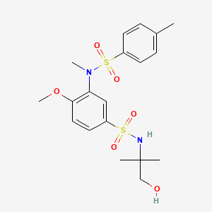 molecular formula C19H26N2O6S2 B2826061 N-(1-hydroxy-2-methylpropan-2-yl)-4-methoxy-3-[methyl-(4-methylphenyl)sulfonylamino]benzenesulfonamide CAS No. 708293-83-8