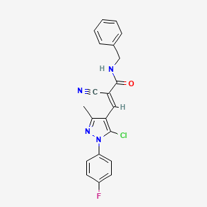 (E)-N-benzyl-3-[5-chloro-1-(4-fluorophenyl)-3-methylpyrazol-4-yl]-2-cyanoprop-2-enamide