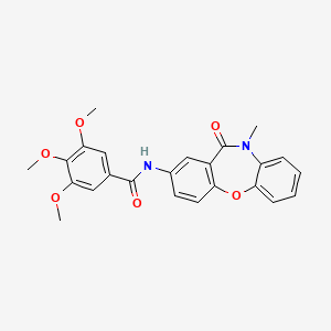 molecular formula C24H22N2O6 B2826066 3,4,5-三甲氧基-N-(10-甲基-11-氧代-10,11-二氢二苯并[b,f][1,4]噁唑-2-基)苯甲酰胺 CAS No. 922055-08-1