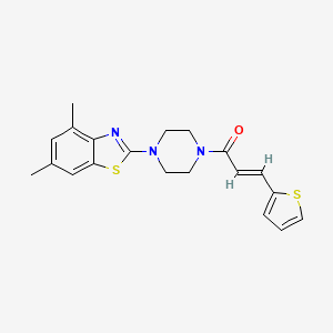 molecular formula C20H21N3OS2 B2826070 4,6-dimethyl-2-{4-[(2E)-3-(2-thienyl)prop-2-enoyl]piperazin-1-yl}-1,3-benzothiazole CAS No. 897483-94-2