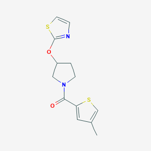molecular formula C13H14N2O2S2 B2826071 (4-Methylthiophen-2-yl)(3-(thiazol-2-yloxy)pyrrolidin-1-yl)methanone CAS No. 2197821-52-4