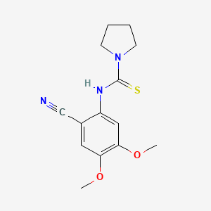 molecular formula C14H17N3O2S B2826084 N-(2-氰基-4,5-二甲氧基苯基)吡咯烷-1-羰基硫脲 CAS No. 866040-02-0