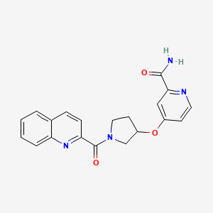 molecular formula C20H18N4O3 B2826093 4-((1-(Quinoline-2-carbonyl)pyrrolidin-3-yl)oxy)picolinamide CAS No. 2034432-95-4