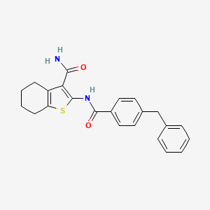 molecular formula C23H22N2O2S B2826105 2-(4-苄基苯甲酰胺)-4,5,6,7-四氢苯并[b]噻吩-3-羧酰胺 CAS No. 476284-78-3