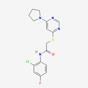 N-(2-chloro-4-fluorophenyl)-2-((6-(pyrrolidin-1-yl)pyrimidin-4-yl)thio)acetamide