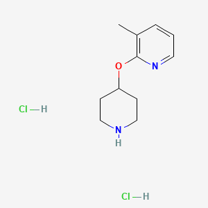 molecular formula C11H18Cl2N2O B2826112 3-Methyl-2-(piperidin-4-yloxy)pyridine dihydrochloride CAS No. 1795395-89-9