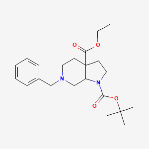 molecular formula C22H32N2O4 B2826114 Ethyl 4-benzyl-7-boc-4,7-diazabicyclo[4,3,0]nonane-1-carboxylate CAS No. 1334414-41-3