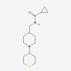 molecular formula C15H26N2OS B2826118 N-((1-(四氢-2H-硫杂环戊烷-4-基)哌啶-4-基)甲基)环丙烷羧酰胺 CAS No. 2034530-69-1