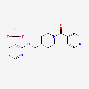 molecular formula C18H18F3N3O2 B2826120 Pyridin-4-yl-[4-[[3-(trifluoromethyl)pyridin-2-yl]oxymethyl]piperidin-1-yl]methanone CAS No. 2379975-99-0