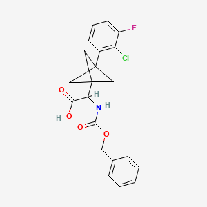 molecular formula C21H19ClFNO4 B2826126 2-[3-(2-Chloro-3-fluorophenyl)-1-bicyclo[1.1.1]pentanyl]-2-(phenylmethoxycarbonylamino)acetic acid CAS No. 2287260-67-5