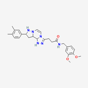 molecular formula C27H28N6O3 B2826128 N-[(3,4-dimethoxyphenyl)methyl]-3-[11-(3,4-dimethylphenyl)-3,4,6,9,10-pentaazatricyclo[7.3.0.0^{2,6}]dodeca-1(12),2,4,7,10-pentaen-5-yl]propanamide CAS No. 1251557-80-8