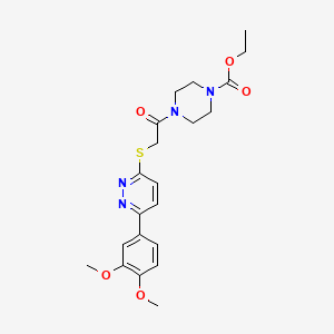 molecular formula C21H26N4O5S B2826132 Ethyl 4-(2-((6-(3,4-dimethoxyphenyl)pyridazin-3-yl)thio)acetyl)piperazine-1-carboxylate CAS No. 893993-14-1
