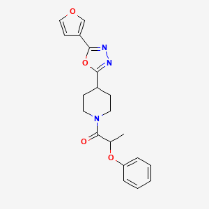 molecular formula C20H21N3O4 B2826142 1-(4-(5-(Furan-3-yl)-1,3,4-oxadiazol-2-yl)piperidin-1-yl)-2-phenoxypropan-1-one CAS No. 1421525-79-2