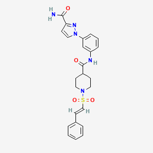 molecular formula C24H25N5O4S B2826147 N-[3-(3-carbamoylpyrazol-1-yl)phenyl]-1-[(E)-2-phenylethenyl]sulfonylpiperidine-4-carboxamide CAS No. 1173305-18-4