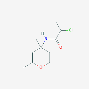 molecular formula C10H18ClNO2 B2826156 2-Chloro-N-(2,4-dimethyloxan-4-yl)propanamide CAS No. 2411221-04-8