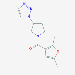 molecular formula C13H16N4O2 B2826163 (3-(1H-1,2,3-三唑-1-基)吡咯啉-1-基)(2,5-二甲基呋喃-3-基)甲酮 CAS No. 1788678-94-3