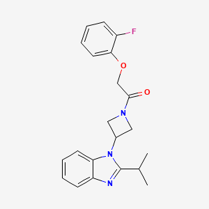 molecular formula C21H22FN3O2 B2826164 2-(2-Fluorophenoxy)-1-[3-(2-propan-2-ylbenzimidazol-1-yl)azetidin-1-yl]ethanone CAS No. 2415563-69-6