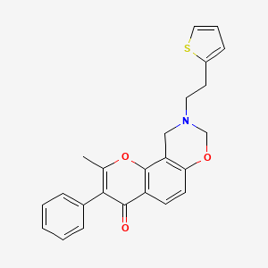 molecular formula C24H21NO3S B2826167 2-甲基-3-苯基-9-(2-(噻吩-2-基)乙基)-9,10-二氢咯并[8,7-e][1,3]噁唑-4(8H)-酮 CAS No. 929493-67-4