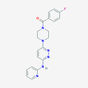 molecular formula C20H19FN6O B2826173 (4-Fluorophenyl)(4-(6-(pyridin-2-ylamino)pyridazin-3-yl)piperazin-1-yl)methanone CAS No. 1020977-60-9