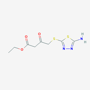 molecular formula C8H11N3O3S2 B2826178 Ethyl 4-[(5-amino-1,3,4-thiadiazol-2-yl)thio]-3-oxobutanoate CAS No. 220088-59-5