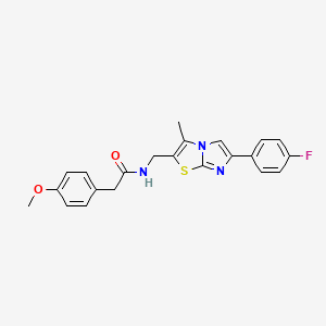 molecular formula C22H20FN3O2S B2826179 N-((6-(4-fluorophenyl)-3-methylimidazo[2,1-b]thiazol-2-yl)methyl)-2-(4-methoxyphenyl)acetamide CAS No. 1421465-84-0