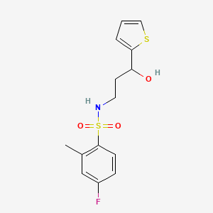 molecular formula C14H16FNO3S2 B2826180 4-氟-N-(3-羟基-3-(噻吩-2-基)丙基)-2-甲基苯磺酰胺 CAS No. 1421441-54-4