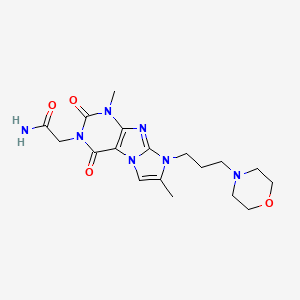 molecular formula C18H25N7O4 B2826192 2-(1,7-dimethyl-8-(3-morpholinopropyl)-2,4-dioxo-1H-imidazo[2,1-f]purin-3(2H,4H,8H)-yl)acetamide CAS No. 938751-37-2