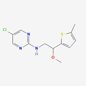 molecular formula C12H14ClN3OS B2826197 5-Chloro-N-[2-methoxy-2-(5-methylthiophen-2-yl)ethyl]pyrimidin-2-amine CAS No. 2379947-48-3