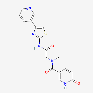molecular formula C17H15N5O3S B2826198 N-甲基-6-氧代-N-(2-氧代-2-((4-(吡啶-3-基)噻嘧啶-2-基)氨基)乙基)-1,6-二氢吡啶-3-甲酰胺 CAS No. 1235614-47-7