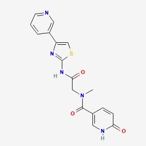 molecular formula C17H15N5O3S B2826198 N-methyl-6-oxo-N-(2-oxo-2-((4-(pyridin-3-yl)thiazol-2-yl)amino)ethyl)-1,6-dihydropyridine-3-carboxamide CAS No. 1235614-47-7