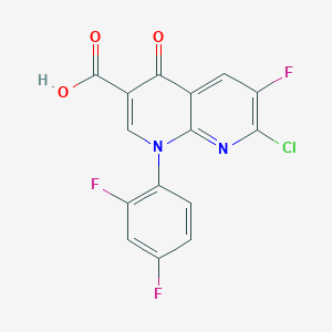 molecular formula C15H6ClF3N2O3 B028262 7-Chloro-1-(2,4-difluorophenyl)-6-fluoro-4-oxo-1,4-dihydro-1,8-naphthyridine-3-carboxylic acid CAS No. 100492-04-4