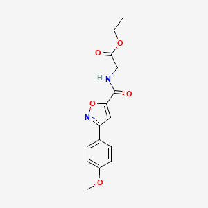molecular formula C15H16N2O5 B2826202 Ethyl 2-{[3-(4-methoxyphenyl)isoxazol-5-yl]carbonylamino}acetate CAS No. 924871-39-6