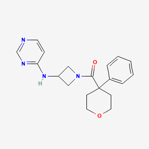 N-[1-(4-phenyloxane-4-carbonyl)azetidin-3-yl]pyrimidin-4-amine