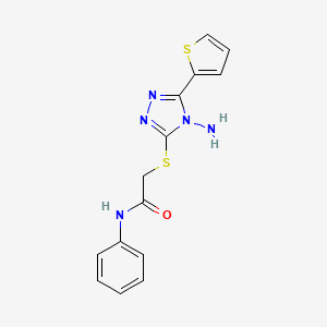 molecular formula C14H13N5OS2 B2826204 2-{[4-氨基-5-(噻吩-2-基)-4H-1,2,4-三唑-3-基]硫基}-N-苯基乙酰胺 CAS No. 874794-67-9