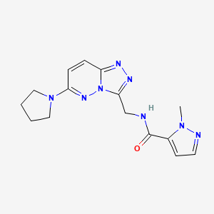 molecular formula C15H18N8O B2826209 1-甲基-N-((6-(吡咯啉-1-基)-[1,2,4]三唑并[4,3-b]吡嘧啶-3-基)甲基)-1H-吡唑-5-甲酰胺 CAS No. 2034600-84-3