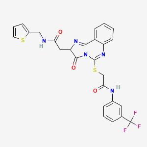 2-{[3-oxo-2-({[(thiophen-2-yl)methyl]carbamoyl}methyl)-2H,3H-imidazo[1,2-c]quinazolin-5-yl]sulfanyl}-N-[3-(trifluoromethyl)phenyl]acetamide