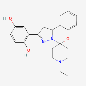 molecular formula C22H25N3O3 B2826244 2-(1'-Ethyl-1,10b-dihydrospiro[benzo[e]pyrazolo[1,5-c][1,3]oxazine-5,4'-piperidin]-2-yl)benzene-1,4-diol CAS No. 899727-73-2