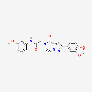 molecular formula C22H18N4O5 B2826247 2-[2-(1,3-苯并二氧杂环己-5-基)-4-氧代吡唑啉[1,5-a]嘧啶-5(4H)-基]-N-(3-甲氧基苯基)乙酰胺 CAS No. 1242899-98-4