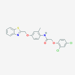 molecular formula C23H18Cl2N2O3S B282625 N-[4-(1,3-benzothiazol-2-ylmethoxy)-2-methylphenyl]-2-(2,4-dichlorophenoxy)acetamide 