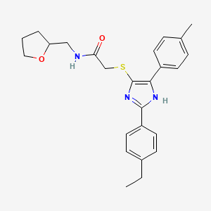 2-((2-(4-ethylphenyl)-5-(p-tolyl)-1H-imidazol-4-yl)thio)-N-((tetrahydrofuran-2-yl)methyl)acetamide