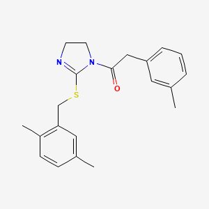 molecular formula C21H24N2OS B2826259 1-[2-[(2,5-Dimethylphenyl)methylsulfanyl]-4,5-dihydroimidazol-1-yl]-2-(3-methylphenyl)ethanone CAS No. 851804-64-3