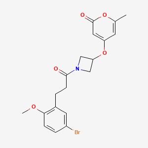 4-((1-(3-(5-bromo-2-methoxyphenyl)propanoyl)azetidin-3-yl)oxy)-6-methyl-2H-pyran-2-one