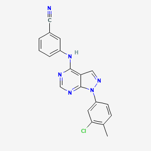 molecular formula C19H13ClN6 B2826271 3-((1-(3-chloro-4-methylphenyl)-1H-pyrazolo[3,4-d]pyrimidin-4-yl)amino)benzonitrile CAS No. 890895-91-7