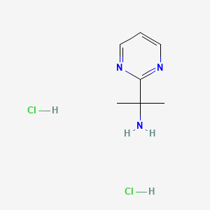 molecular formula C7H13Cl2N3 B2826275 2-(嘧啶-2-基)丙基胺二盐酸盐 CAS No. 1864055-91-3