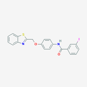 molecular formula C21H15IN2O2S B282628 N-[4-(1,3-benzothiazol-2-ylmethoxy)phenyl]-3-iodobenzamide 